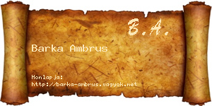 Barka Ambrus névjegykártya